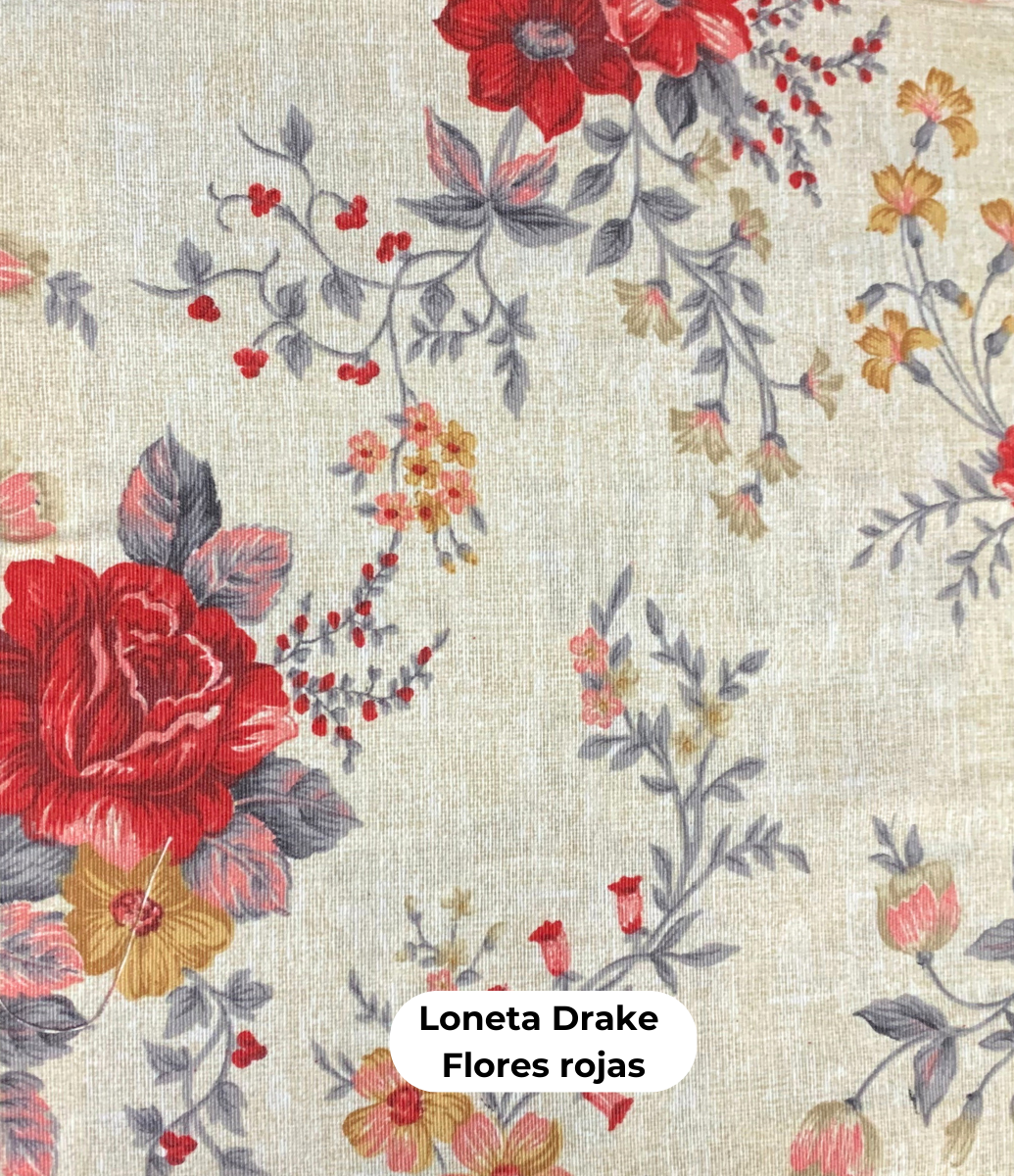 Loneta Drake Flores rojas