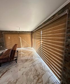 Cortinas Roller Duo Translucida Café Con Cenefa Personalizada