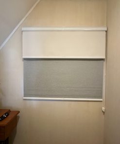 Roller Doble - Blackout Gris Y Screen Blanco 5% Con Cenefa (Invertido)